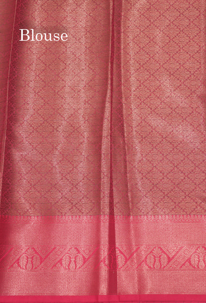Grey Colour Fancy saree With Contrast Pink Border