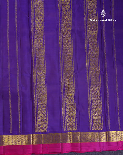 Beautiful Light Violet Pure Kanjivaram Silk Saree With Contrast Violet Traditional Small Border
