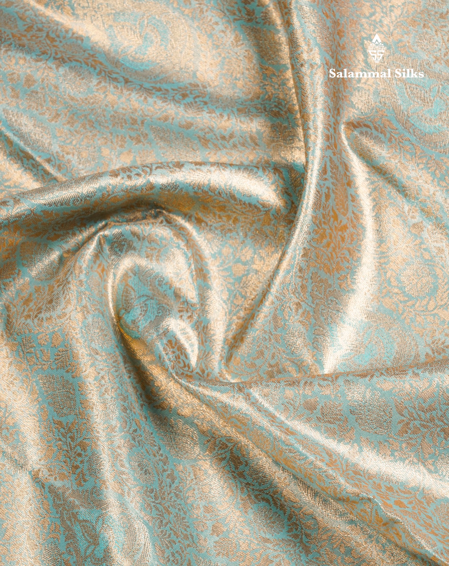 Pastel Blue Bridal Tissue Semi Silk Saree With Contrast Maroon Long Border