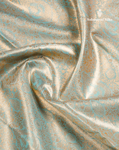 Pastel Blue Bridal Tissue Semi Silk Saree With Contrast Maroon Long Border