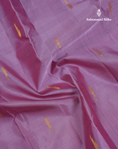 Beautiful Light Violet Pure Kanjivaram Silk Saree With Contrast Violet Traditional Small Border