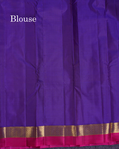 Beautiful Light Violet Pure Kanjivaram Silk Saree With Contrast Violet Traditional Small Border