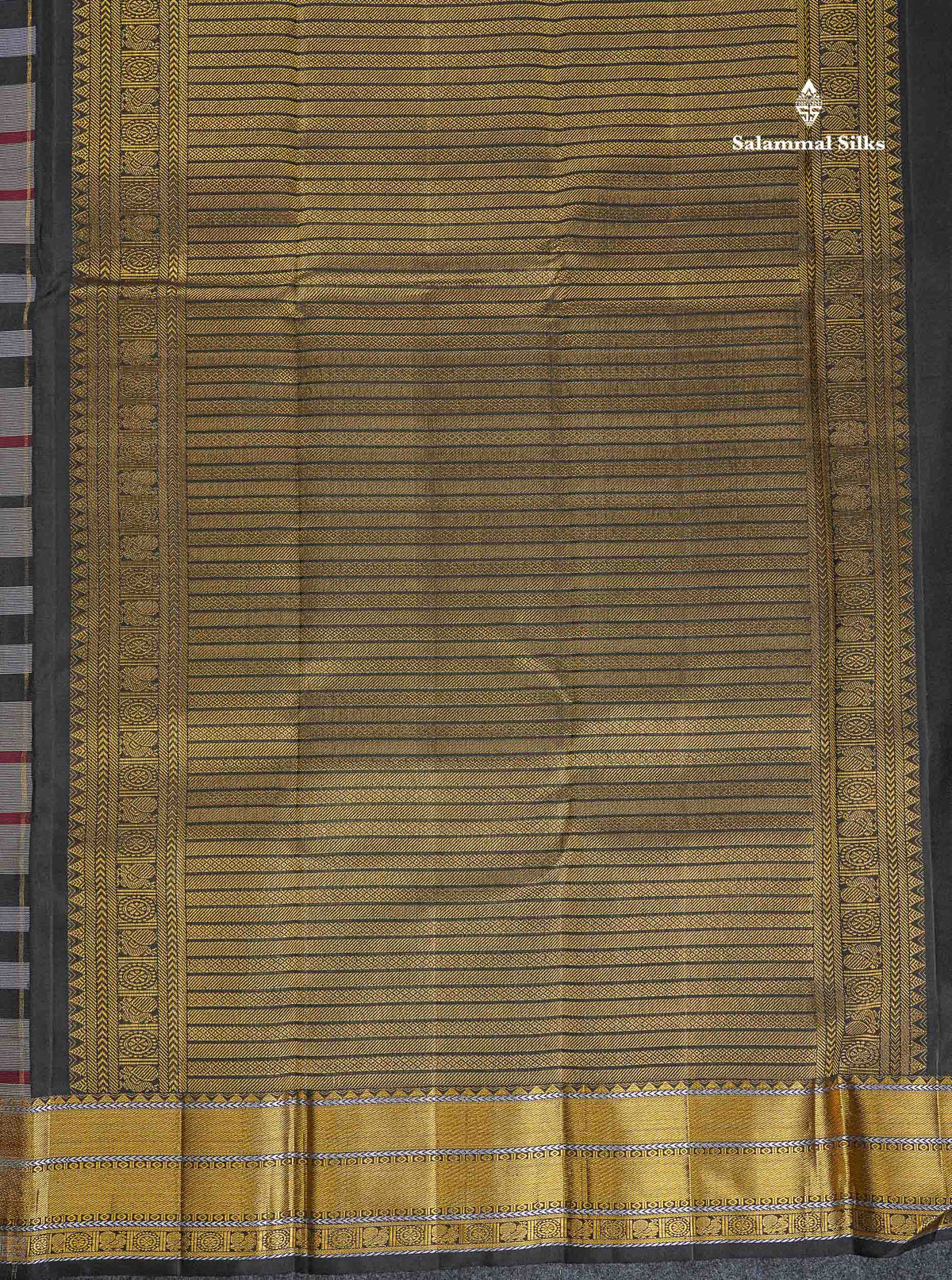 Pure Kanjivaram Silk Saree - Burberry Checks With Silver & Gold Zari Traditional Border