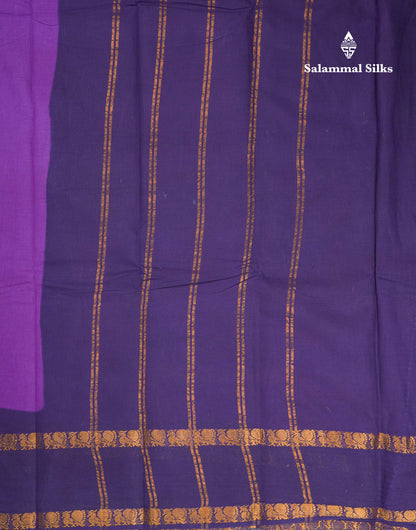 Beautiful Purple Plain Sungudi Cotton Saree With Contrast Navy Blue Traditional Rettapet Border