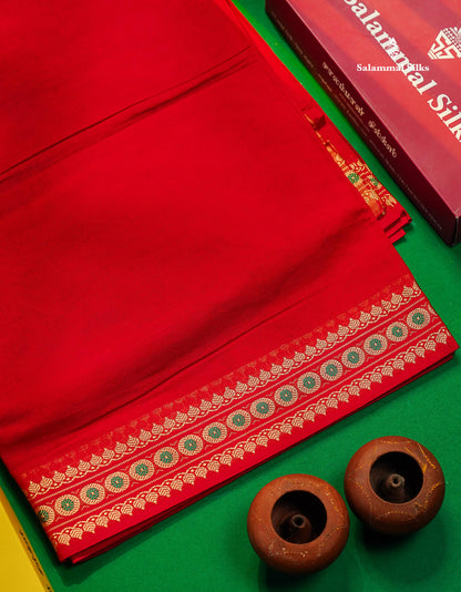 9 Yards Beautiful Light Green Plain Pure Cotton Saree With Meena Kari Thread Work Border