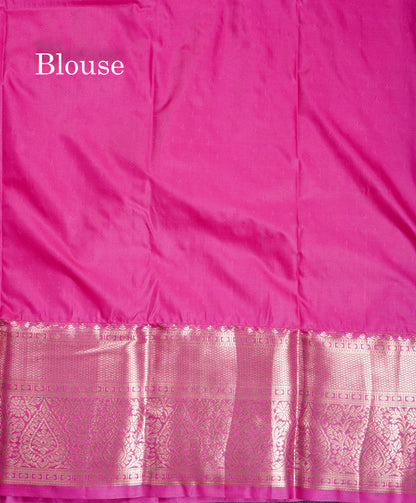Sky Blue Bridal Semi Silk Saree With Contrast Magenta Pink Long Border