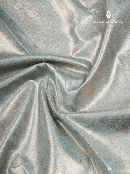 Pastel Blue Bridal Tissue Semi Silk Saree With Contrast Pink Long Border