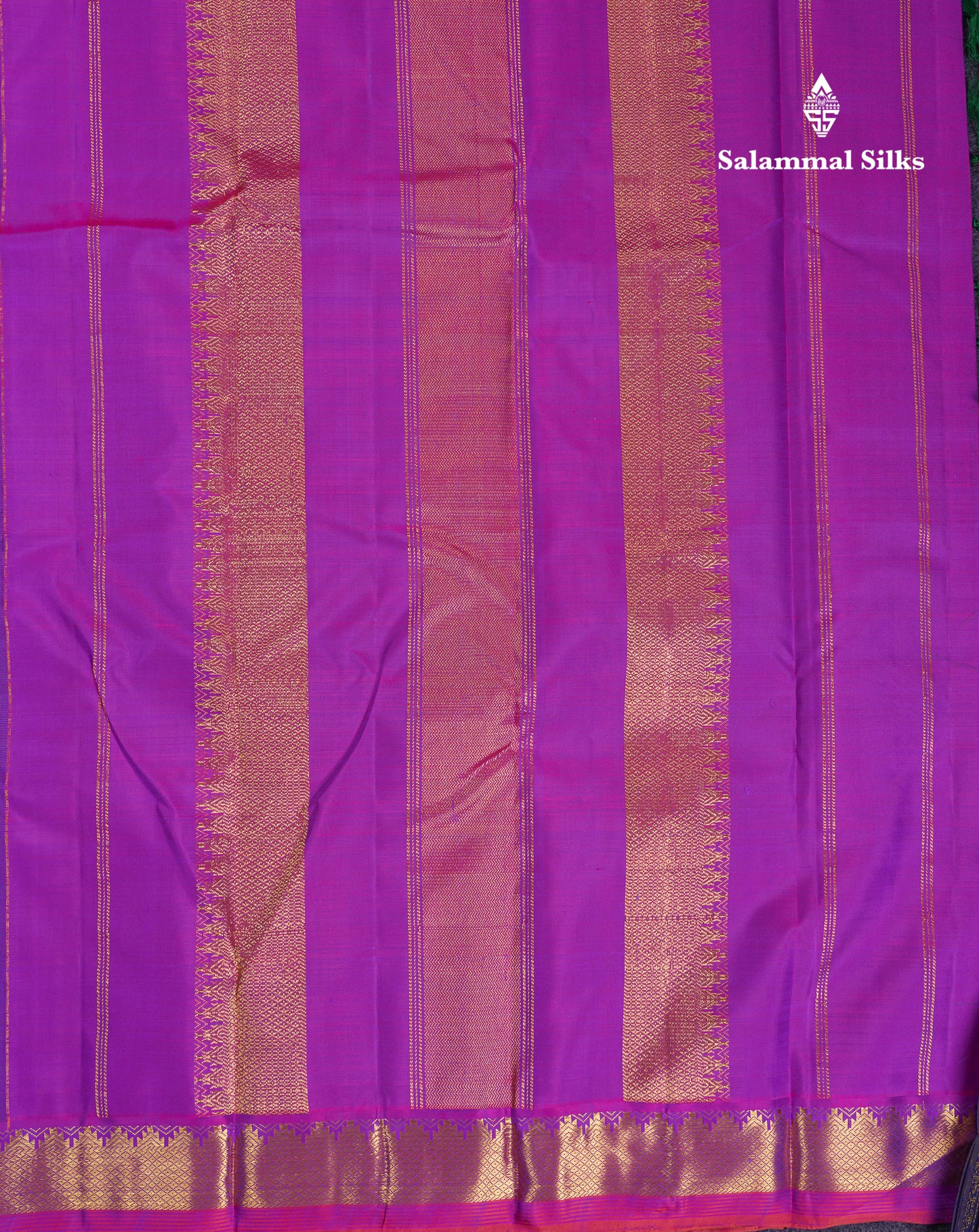 Beautiful Dual Tone Navy Blue Pure Kanjivaram Silk Saree With Contrast Vadamalli Traditional Samll Border