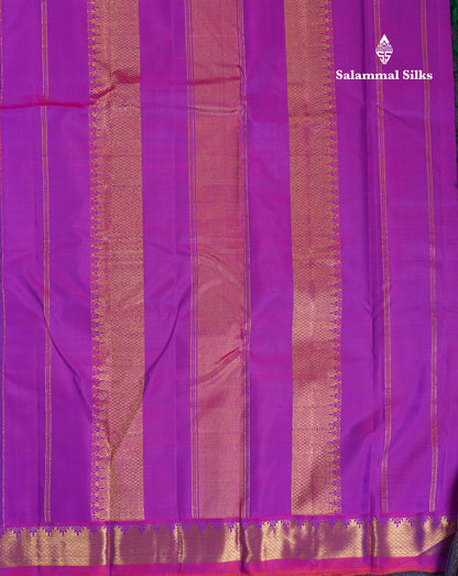 Beautiful Dual Tone Navy Blue Pure Kanjivaram Silk Saree With Contrast Vadamalli Traditional Samll Border