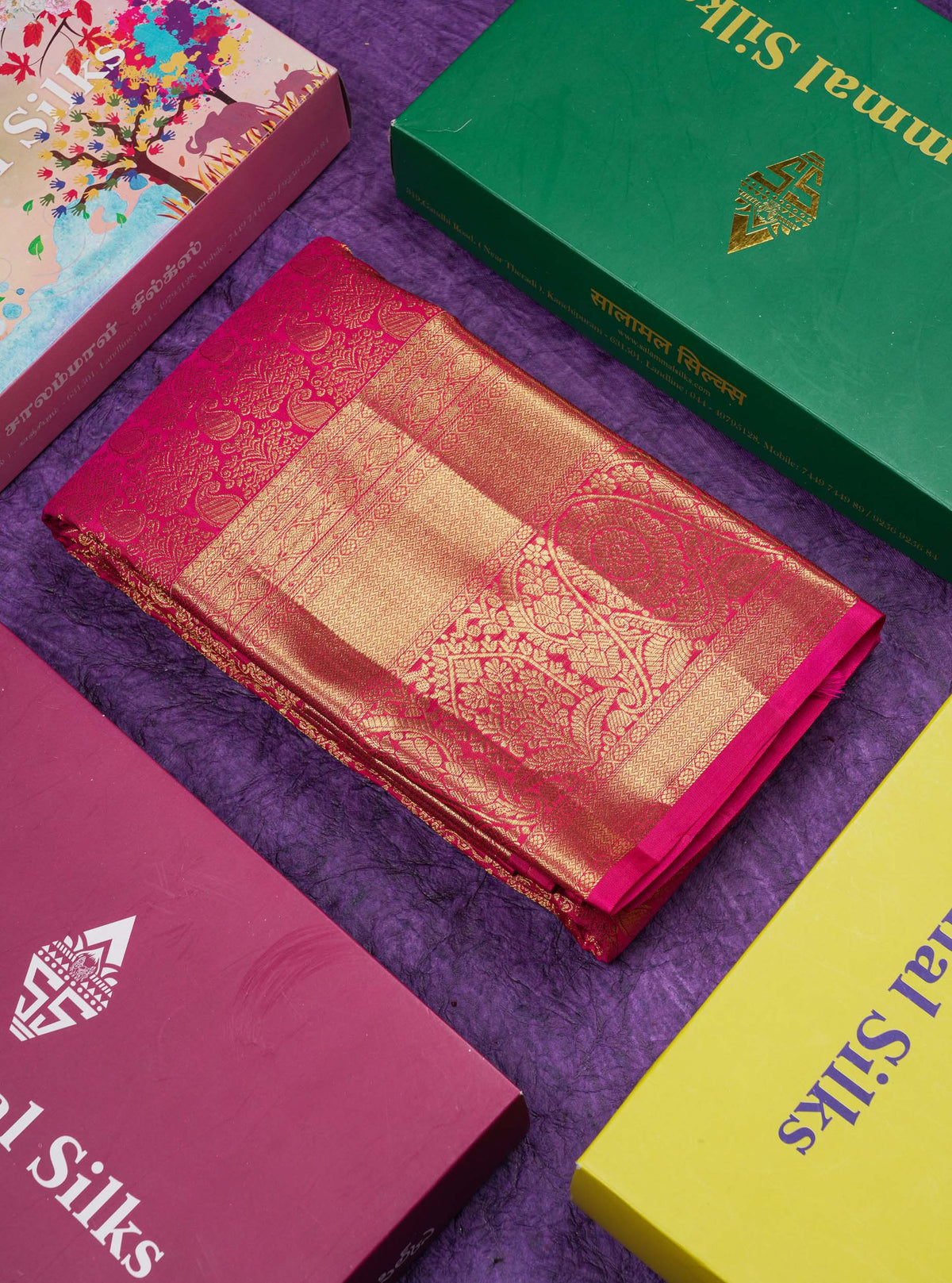 Beautiful Pink Bridal Pure Kanjivaram Silk Saree With Traditional Evening Morning Border