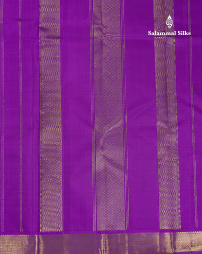 Beautiful Dual Tone Brown Pure Kanjivaram Silk Saree With Contrast Dark Purple Traditional Samll Border
