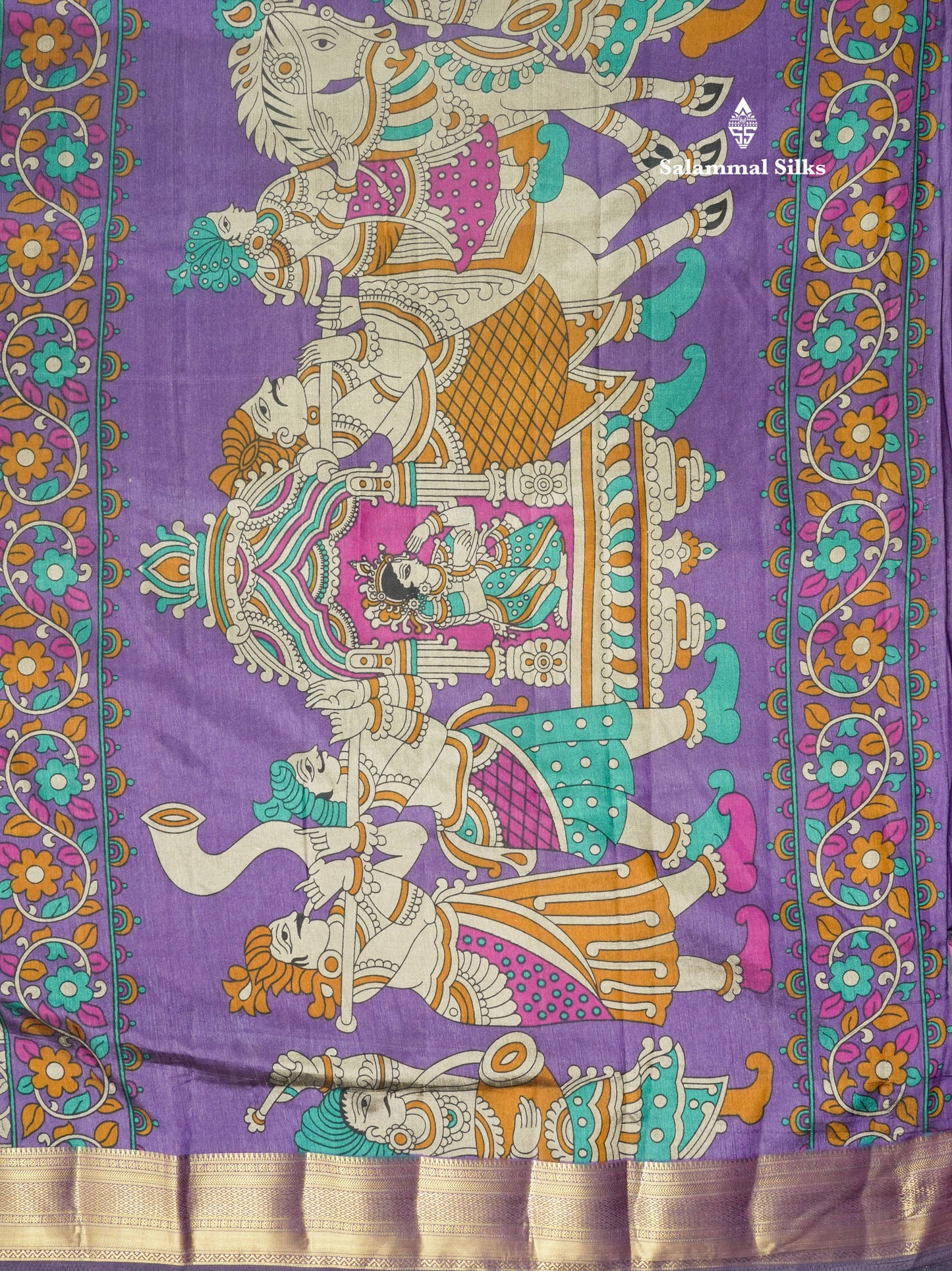 Grey Pichwai Print In Semi Raw Silk Saree With Contrast Maroon Traditional Border