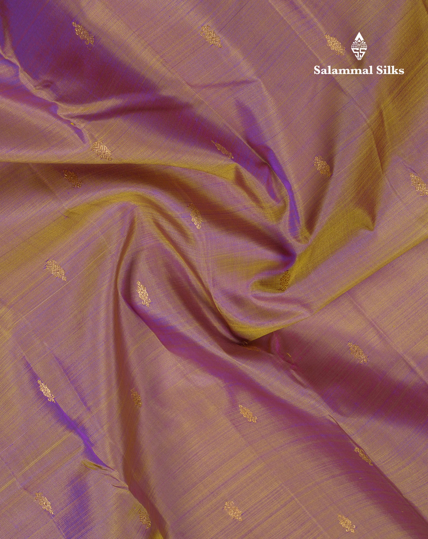 Beautiful Dual Tone Brown Pure Kanjivaram Silk Saree With Contrast Dark Purple Traditional Samll Border
