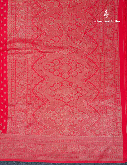 Beautiful Chilly Red Semi Georgette Saree With Fancy Border