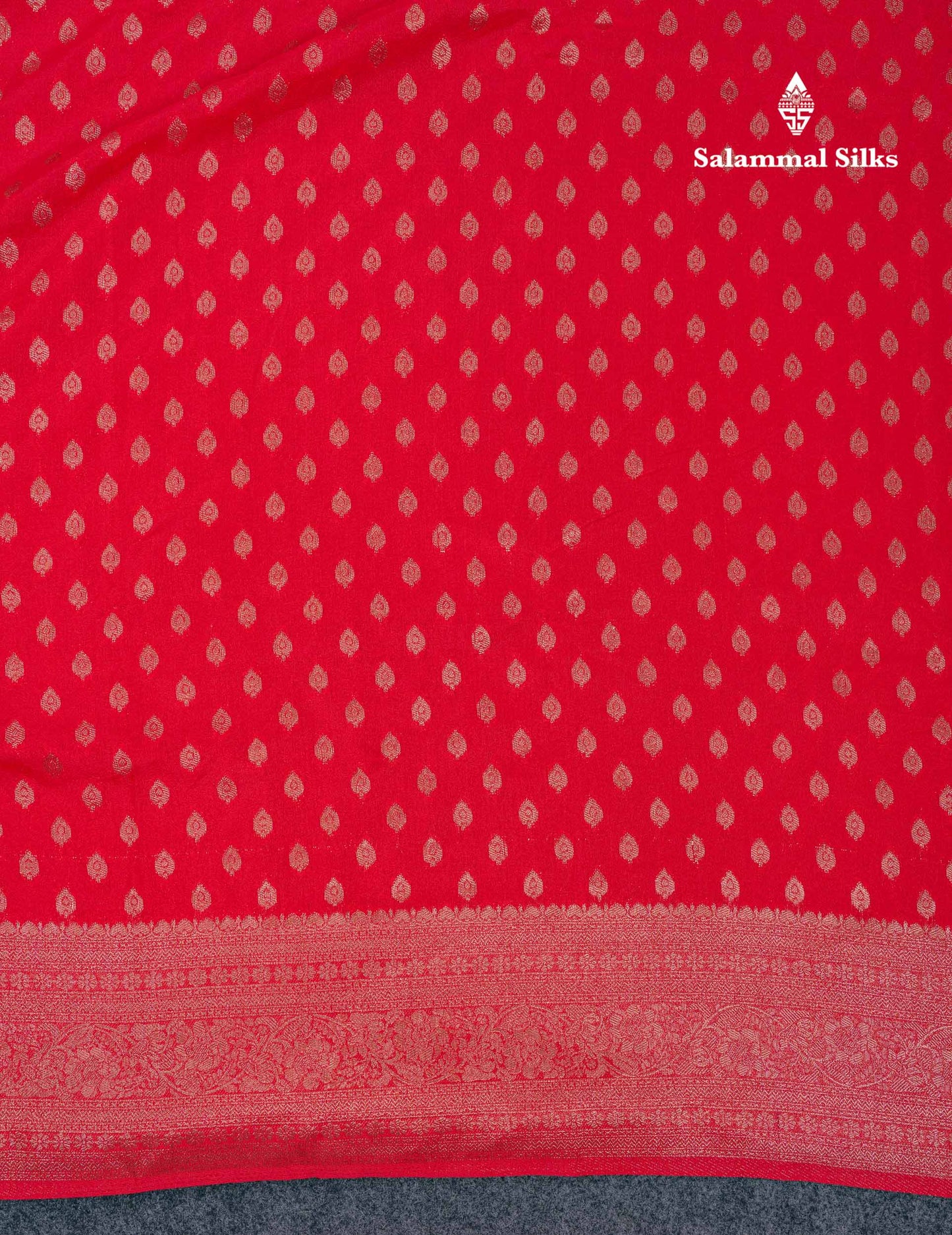 Beautiful Chilly Red Semi Georgette Saree With Fancy Border