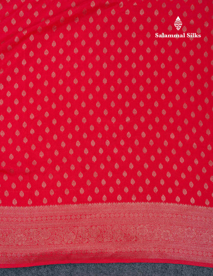 Beautiful Chilly Red Semi Georgette Saree With Fancy Border