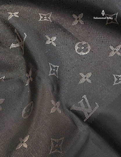 Pure Kanjivaram Silk Saree - Black Colour Body With Long Fancy Border