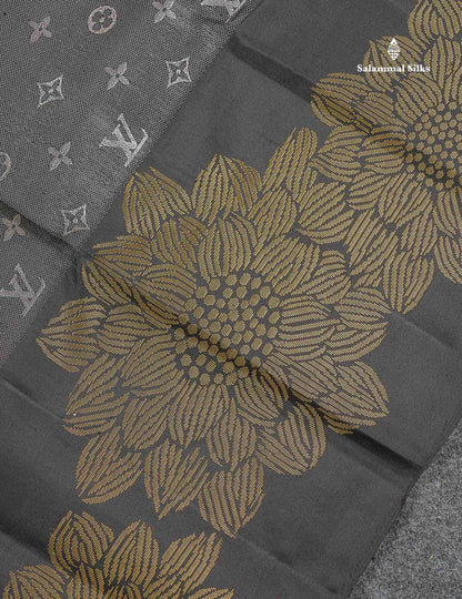 Pure Kanjivaram Silk Saree - Black Colour Body With Long Fancy Border