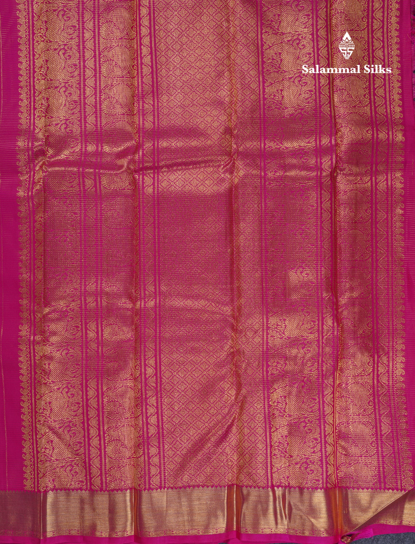 Magenta Pink Vaira Oosi With Butta Pure Kanjivaram Silk Saree With Traditional Border
