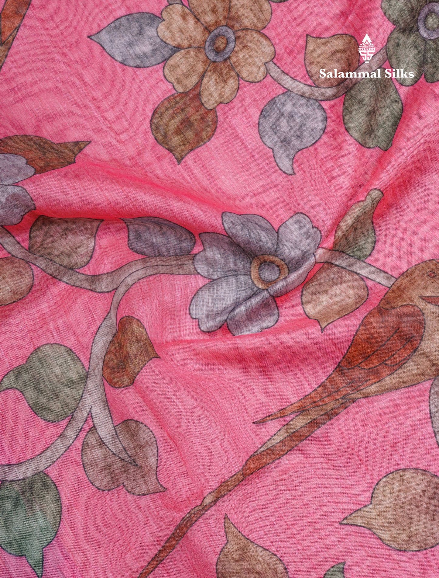 Pink Chanderi Mixed Cotton Saree With Contrast Orange Blouse