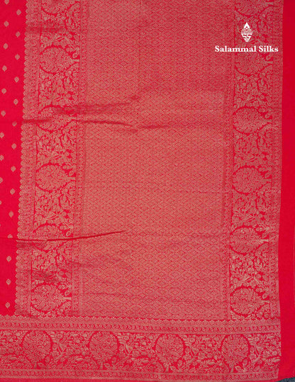 Beautiful Chilly Red Semi Georgette Saree With Fancy Border