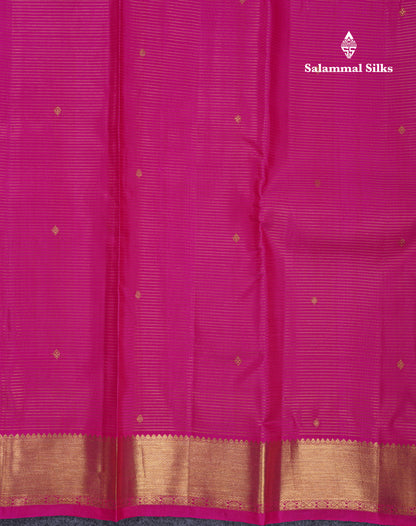 Magenta Pink Vaira Oosi With Butta Pure Kanjivaram Silk Saree With Traditional Border
