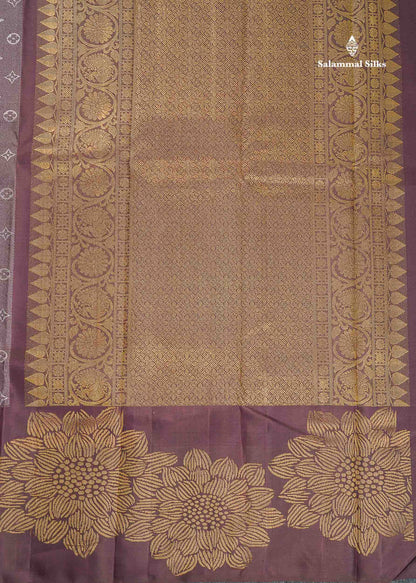 Pure Kanjivaram Silk Saree - Dusty Mauve Colour Body With Long Fancy Border