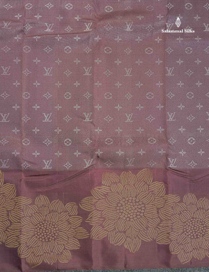 Pure Kanjivaram Silk Saree - Dusty Mauve Colour Body With Long Fancy Border