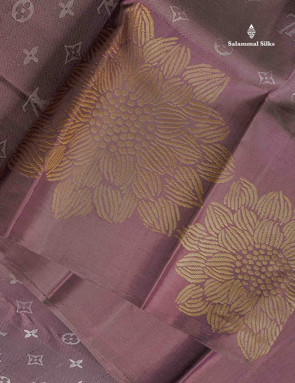 Pure Kanjivaram Silk Saree - Dusty Mauve Colour Body With Long Fancy Border