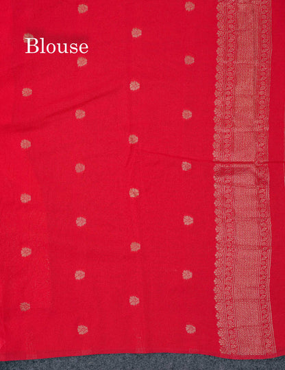 Beautiful Chilly Red Semi Georgette Saree With Fancy Border