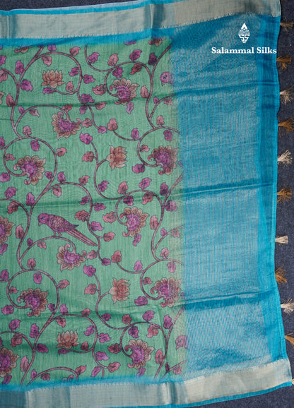 Pink Chanderi Mixed Cotton Saree With Contrast Orange Blouse