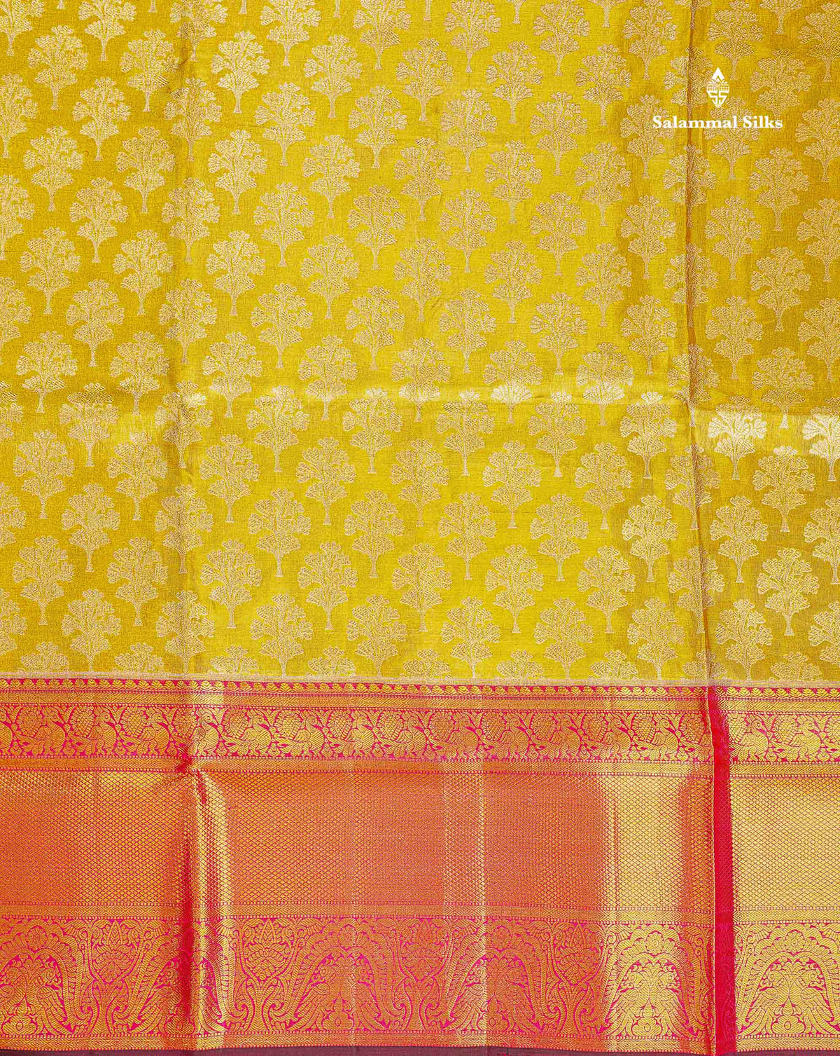 Bridal Pure Kanjivaram Silk Saree - Gold Colour Body Tissue With Pink Traditional Evening Morning Border