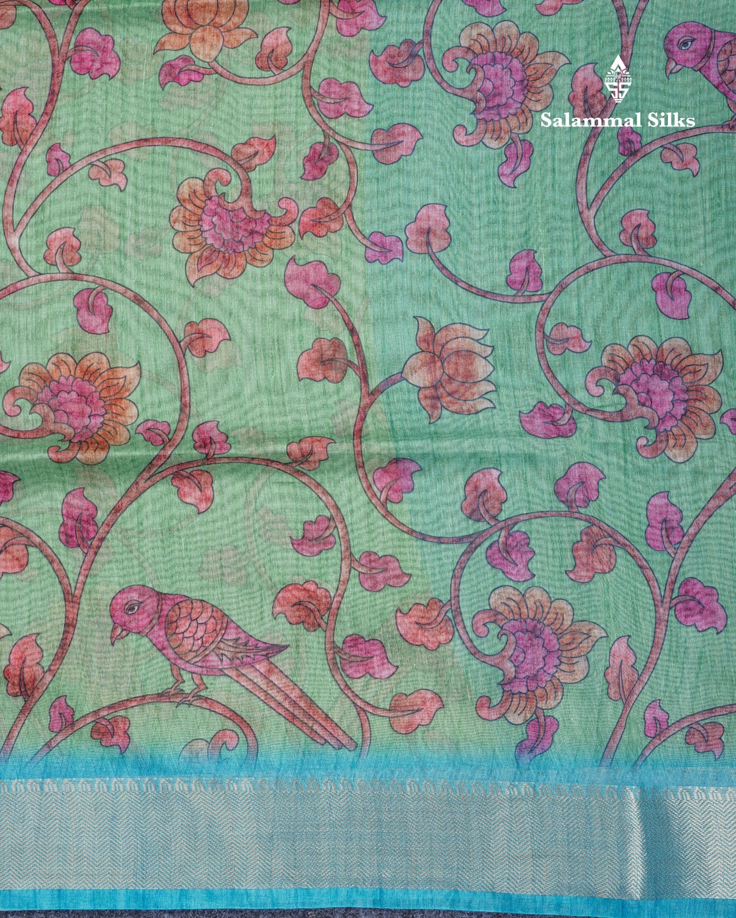 Pink Chanderi Mixed Cotton Saree With Contrast Orange Blouse