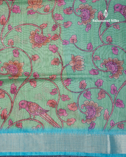 Pink Chanderi Mixed Cotton Saree With Contrast Orange Blouse