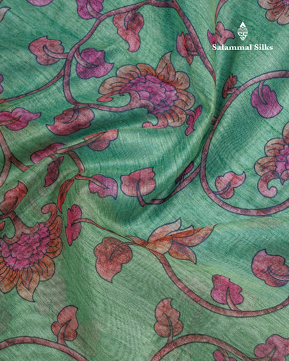 Pink Chanderi Mixed Cotton Saree With Contrast Orange Blouse