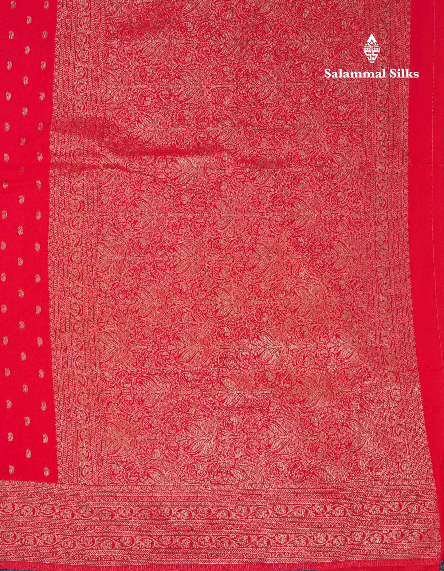 Beautiful Chilly Red Semi Georgette Saree With Fancy Border