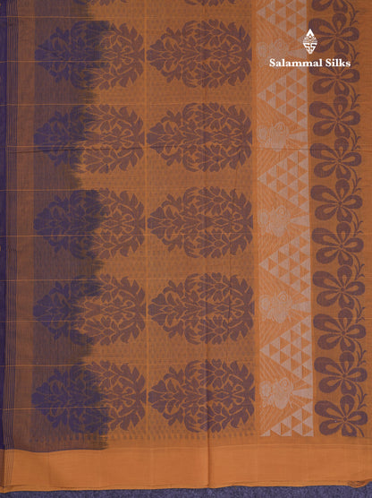 Beautiful Sandal Checks With Thread Work Butta Handloom Pure Cotton Saree With Contrast Pink Blouse
