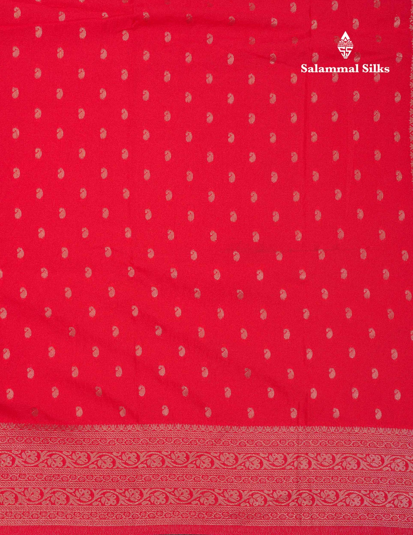 Beautiful Chilly Red Semi Georgette Saree With Fancy Border