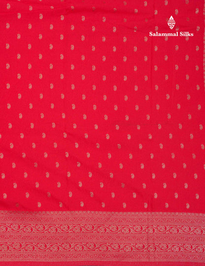 Beautiful Chilly Red Semi Georgette Saree With Fancy Border