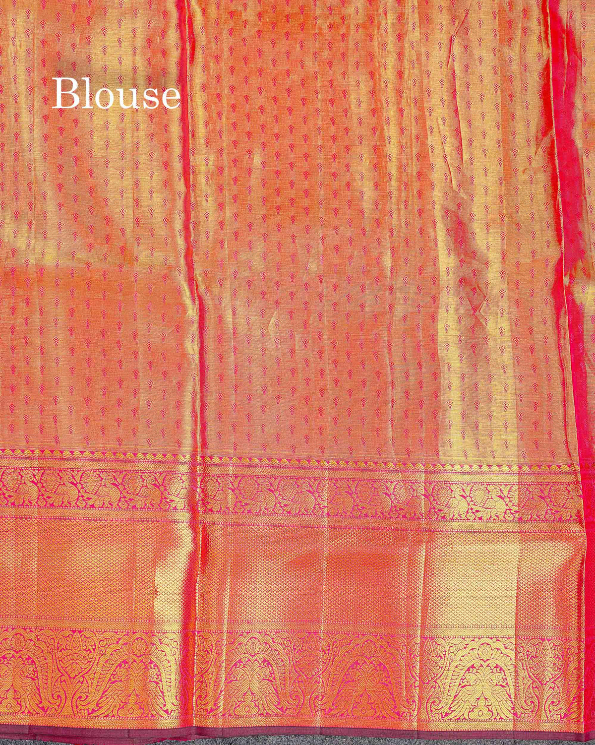 Bridal Pure Kanjivaram Silk Saree - Gold Colour Body Tissue With Pink Traditional Evening Morning Border
