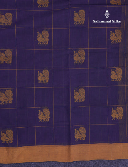 Beautiful Sandal Checks With Thread Work Butta Handloom Pure Cotton Saree With Contrast Pink Blouse
