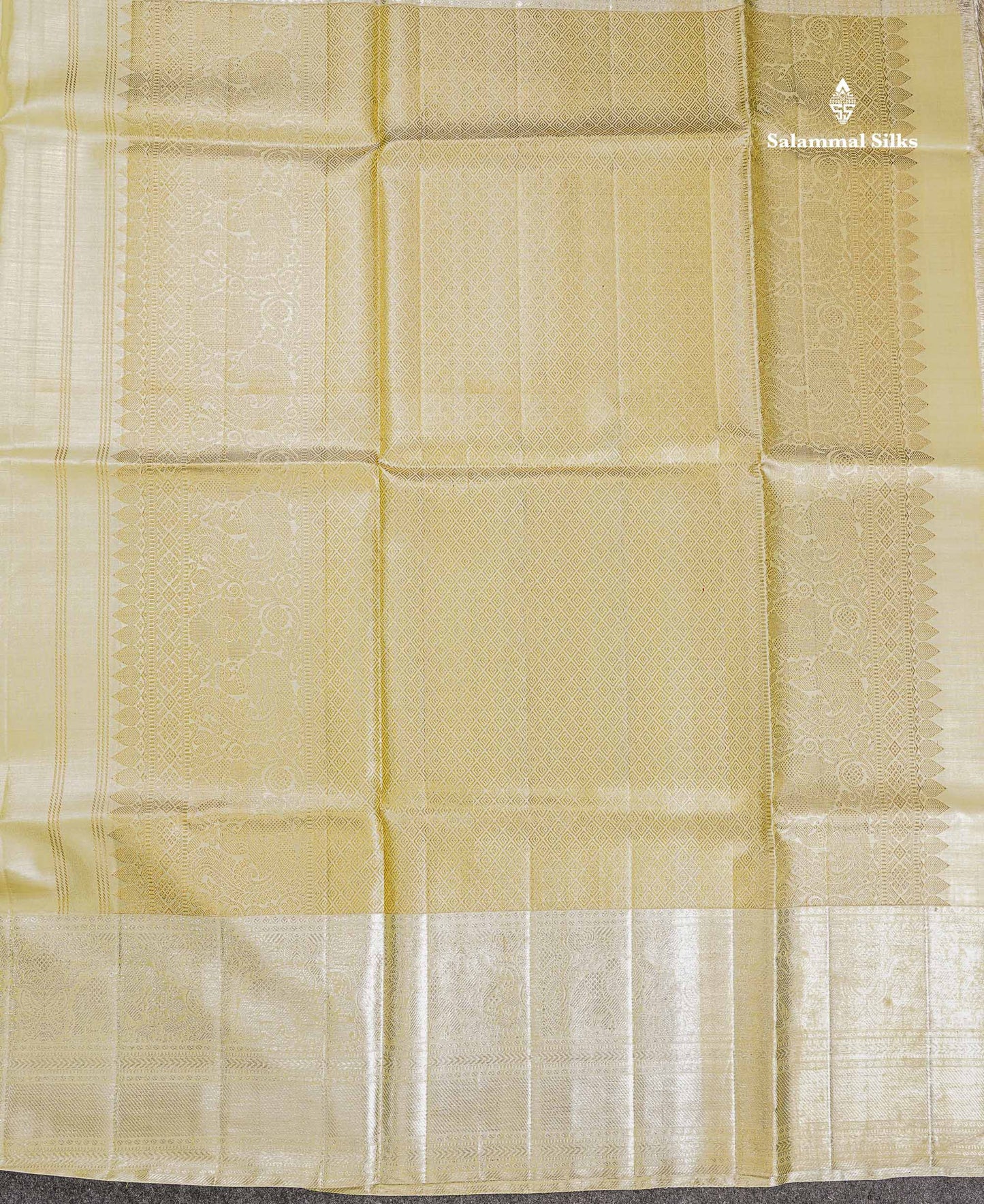 2G Zari Kanjivaram Silk Saree - Cream Gold Colour Body Plain With Traditional Evening Morning Border