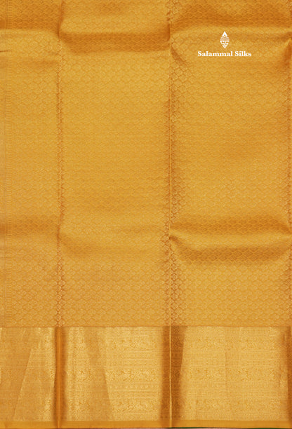 Mustard Yellow Colour Pure Kanjivaram Silk Saree With Traditional Gold Zari Border