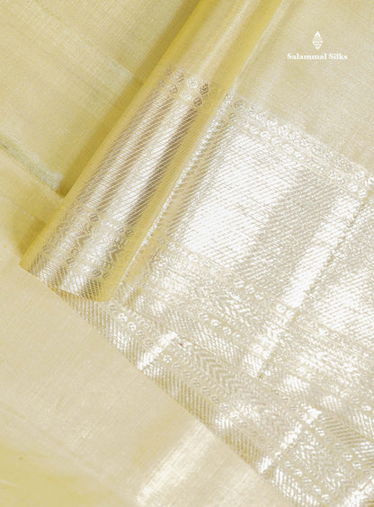 2G Zari Kanjivaram Silk Saree - Cream Gold Colour Body Plain With Traditional Evening Morning Border