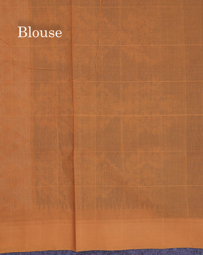 Beautiful Sandal Checks With Thread Work Butta Handloom Pure Cotton Saree With Contrast Pink Blouse