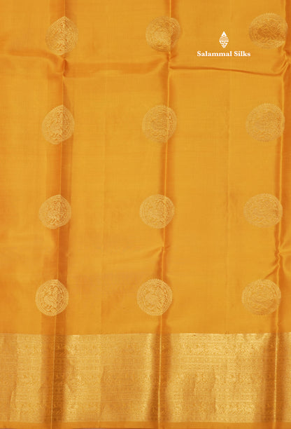 Mustard Yellow Colour Pure Kanjivaram Silk Saree With Traditional Gold Zari Border