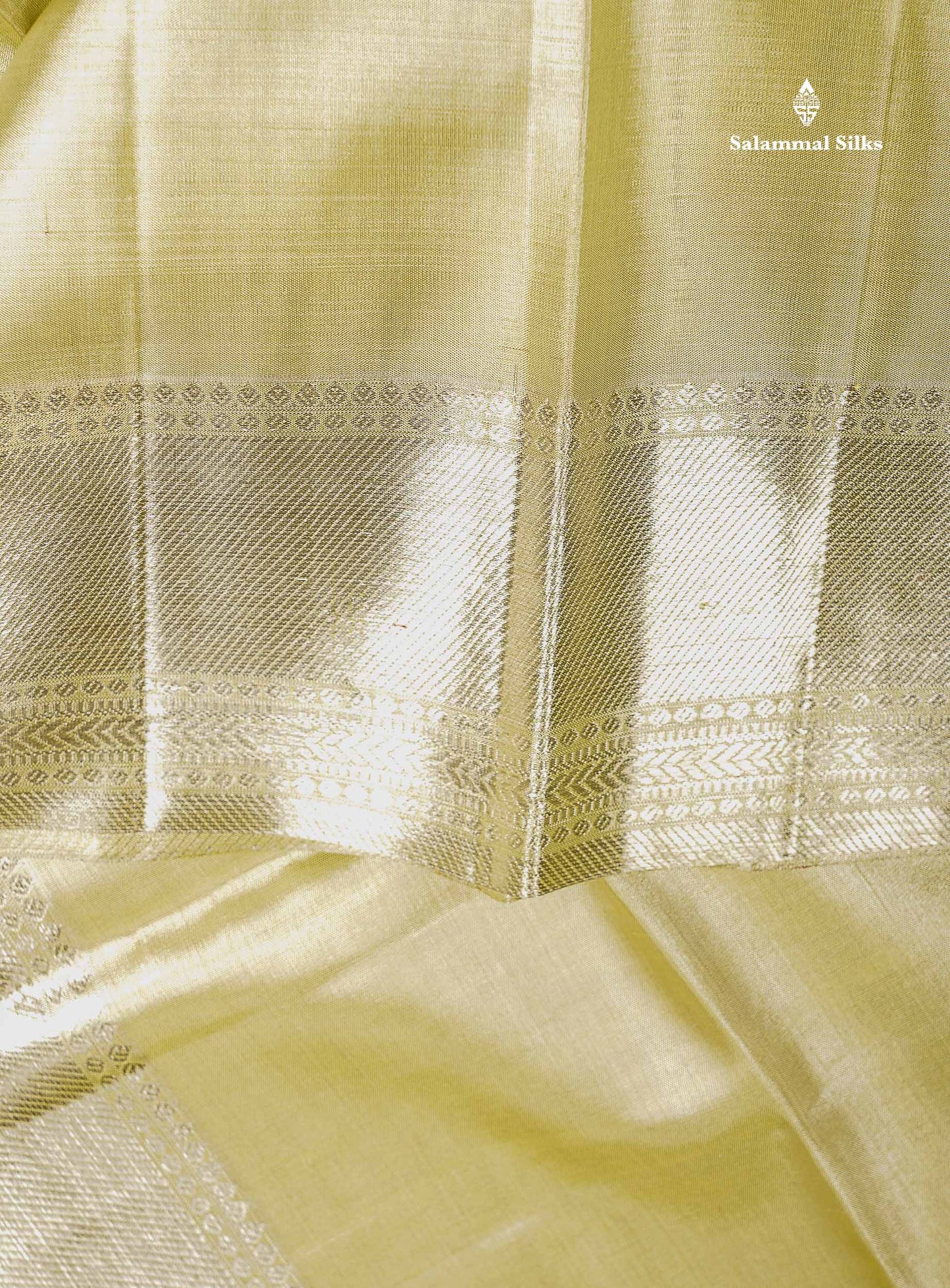 2G Zari Kanjivaram Silk Saree - Cream Gold Colour Body Plain With Traditional Evening Morning Border