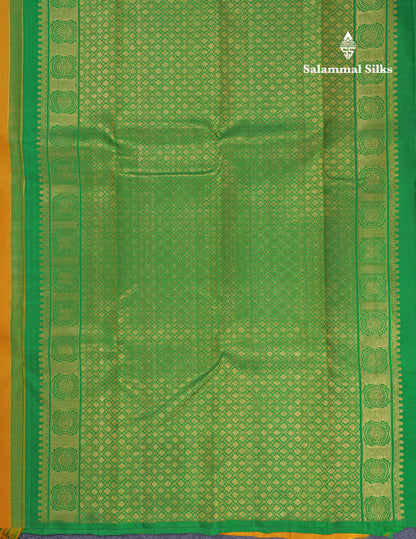 Beautiful Yellow Fancy Pure Kanjivaram Silk Saree With Contrast Green Blouse