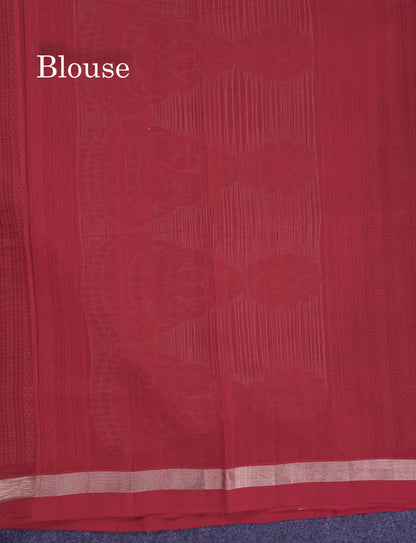 Beautiful Violet Thread Work Butta Pure Cotton Saree With Contrast Redish Maroon Blouse