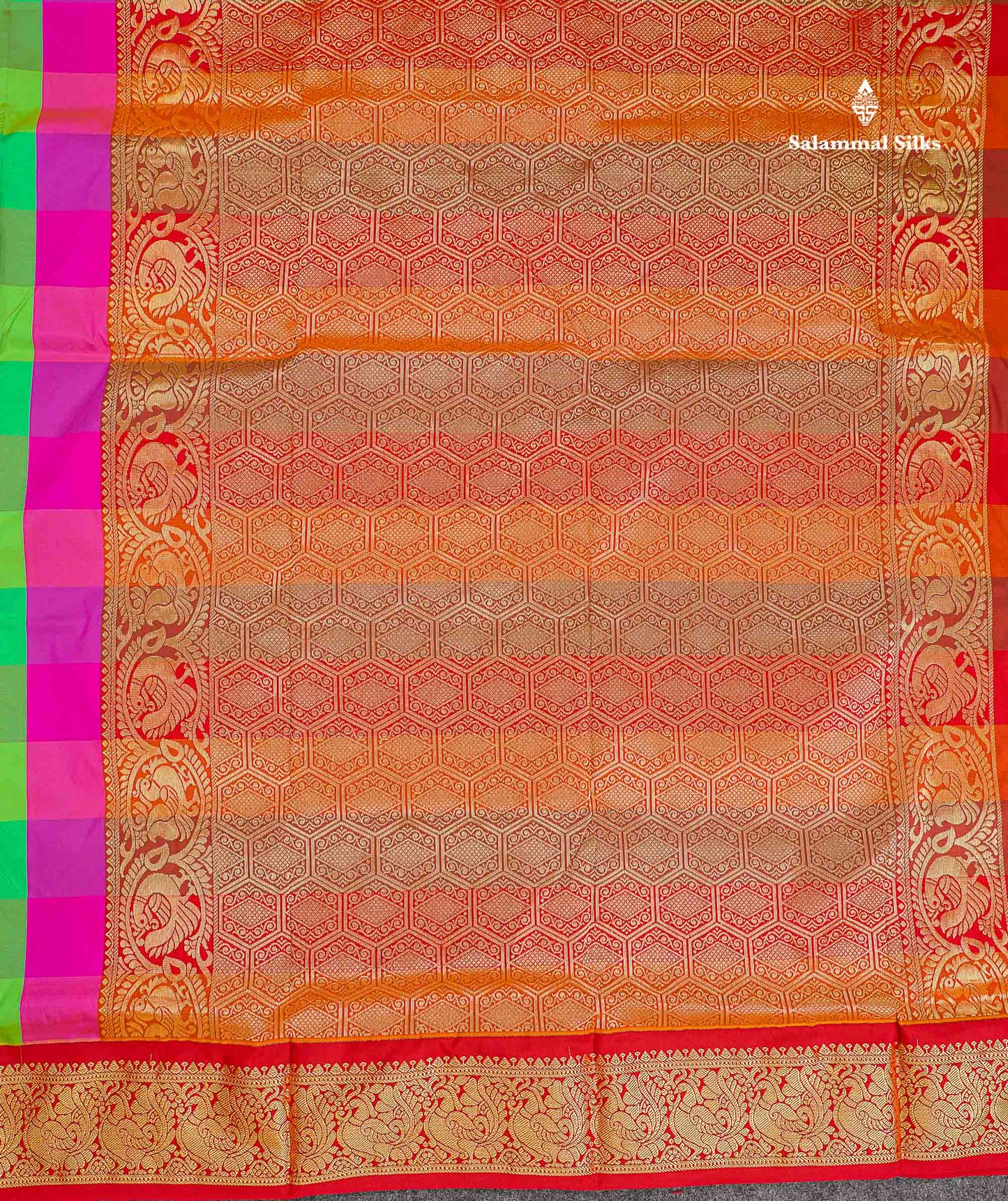 Semi Silk Saree - Paalum Pazham Checks Multicolour Colour Body With Contrast Maroon Border | 9 Yards